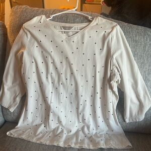 Women's White Top with Gold Accents